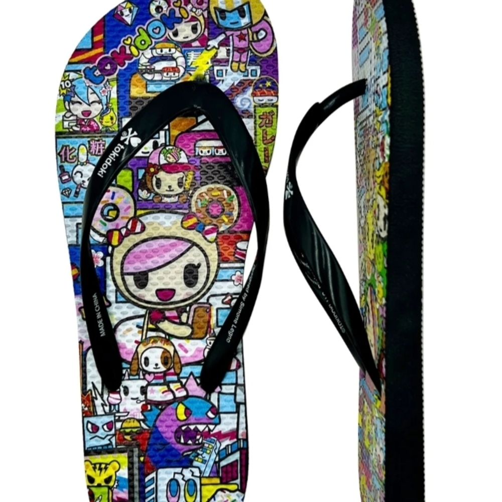Tokidoki Colorful Cartoon Flip Flops - Picture 2 of 12